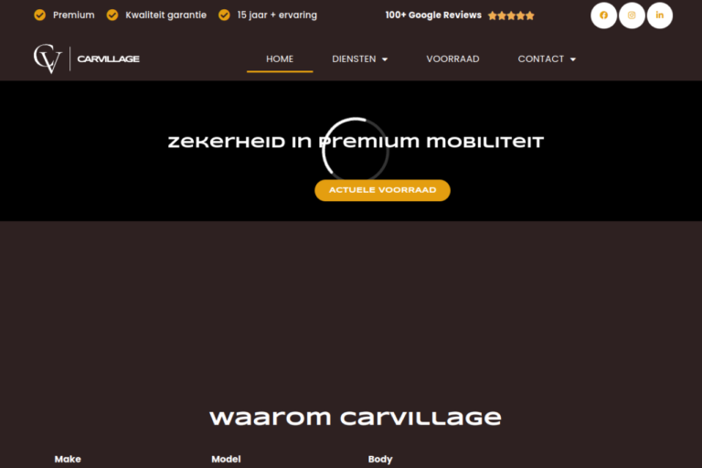 Website van Carvillage in Goes, gemaakt door Rawrr Media
