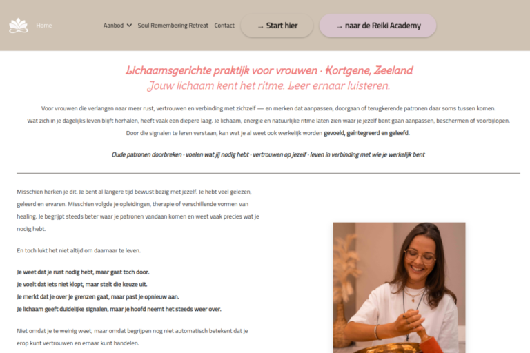 Website van Soul Studio You in Kortgene, gemaakt door Rawrr Media