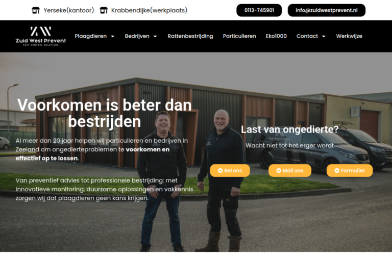 Website van Zuid West Prevent in Yerseke, gemaakt door Rawrr Media